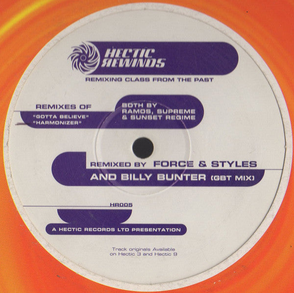 Ramos, Supreme & Sunset Regime : Gotta Believe / Harmonize (Remixes) (12", Ltd)