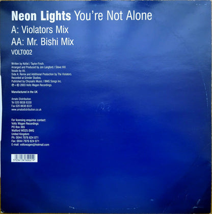 Neon Lights : You're Not Alone (12", Single)
