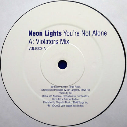 Neon Lights : You're Not Alone (12", Single)