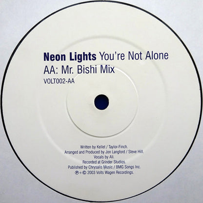 Neon Lights : You're Not Alone (12", Single)
