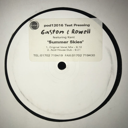 Louis Gaston & Stewart Rowell Featuring Kent Mutch : Summer Skies (12", TP, W/Lbl, Sti)