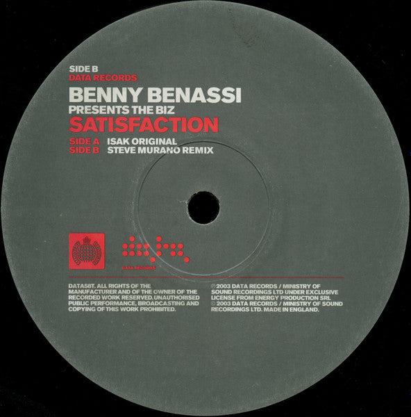 Benny Benassi Presents The Biz (5) : Satisfaction (12")