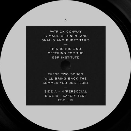 Patrick Conway (6) : Hypersocial / Safety Test (12", EP)