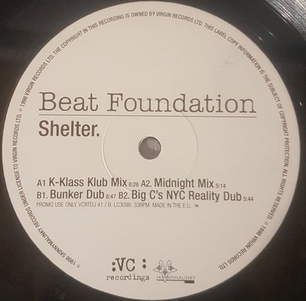 Beat Foundation : Shelter (Remixes) (12", Promo)