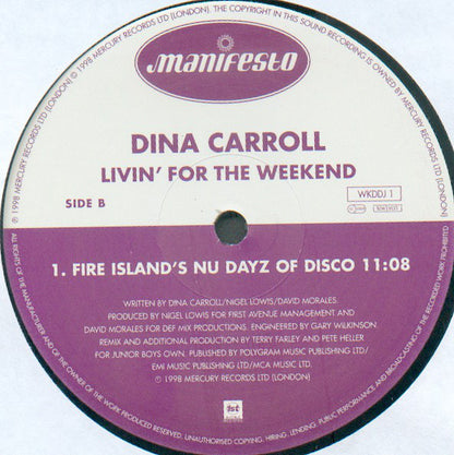 Dina Carroll : Livin' For The Weekend (2x12", Promo)