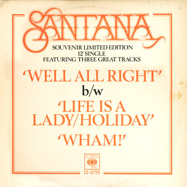 Santana : Well All Right (12", Single, Ltd)