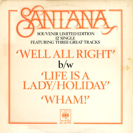Santana : Well All Right (12", Single, Ltd)