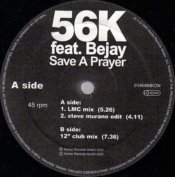 56K Feat. Bejay : Save A Prayer (12")
