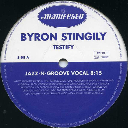 Byron Stingily : Testify (2x12", Promo)