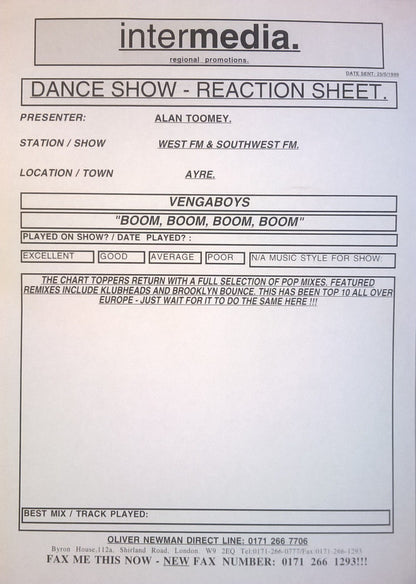 Vengaboys : Boom, Boom, Boom, Boom!! (12", Promo)