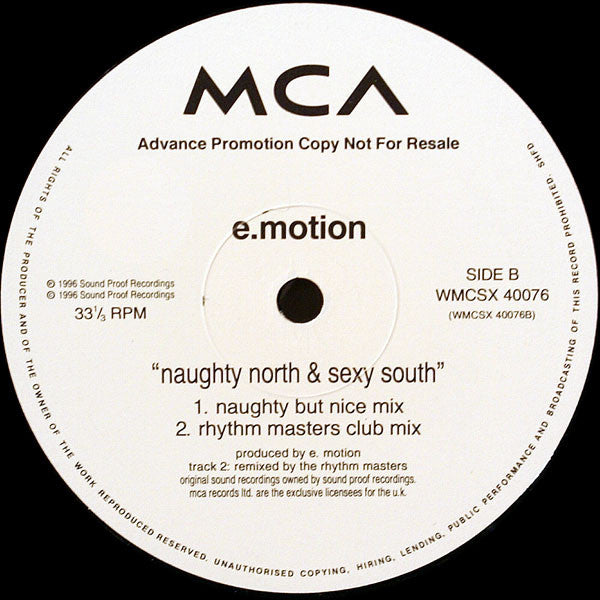 E-Motion : The Naughty North & The Sexy South (12", Promo)