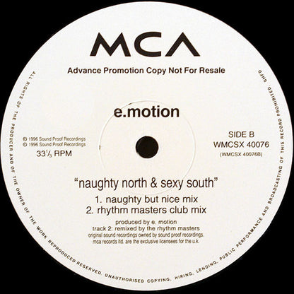 E-Motion : The Naughty North & The Sexy South (12", Promo)