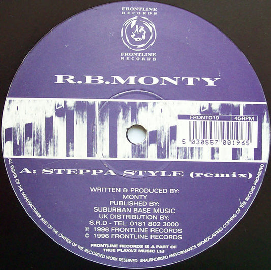 Rude Bwoy Monty : Steppa Style / Steppa's Anthem (Remix) (12")