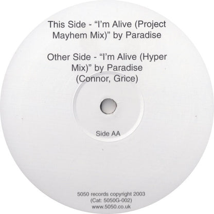 Paradise (3) : I'm Alive (12", Promo)