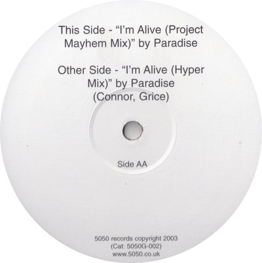 Paradise (3) : I'm Alive (12", Promo)