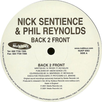 Nick Sentience & Phil Reynolds : Back 2 Front (12")