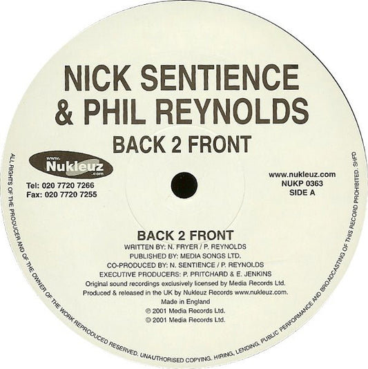 Nick Sentience & Phil Reynolds : Back 2 Front (12")