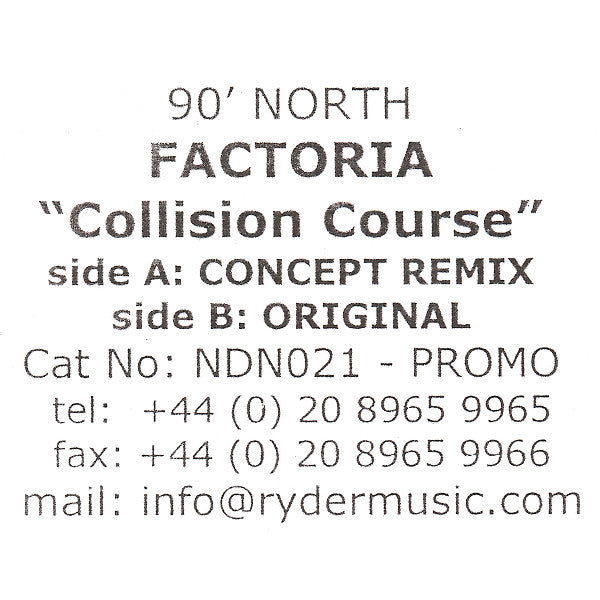 Factoria : Collision Course (12", Promo)