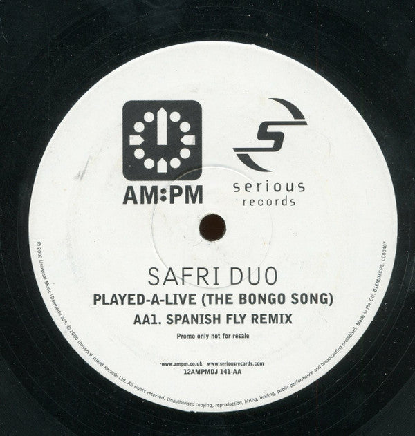 Safri Duo : Played-A-Live (The Bongo Song) (12", Promo)