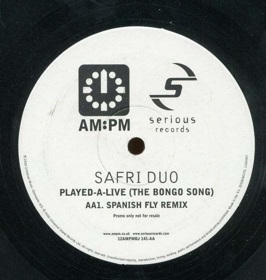 Safri Duo : Played-A-Live (The Bongo Song) (12", Promo)