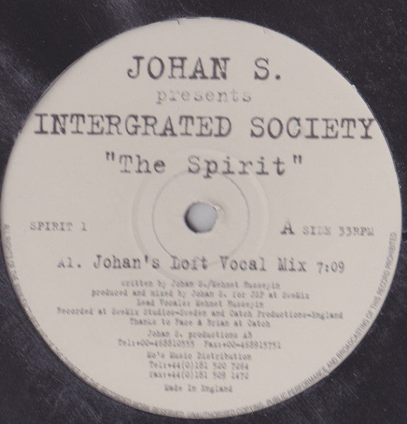 Johan S. Presents Intergrated Society : The Spirit (12")