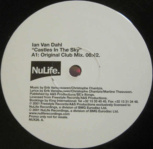 Ian Van Dahl : Castles In The Sky (12", Promo)