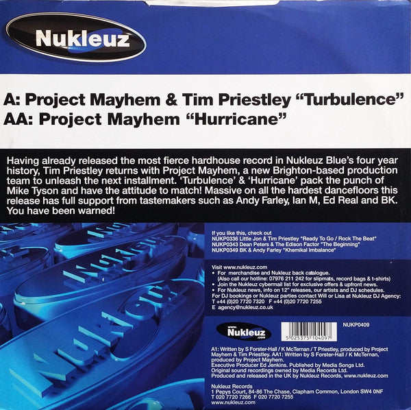 Project Mayhem & Tim Priestley : Turbulence / Hurricane (12")