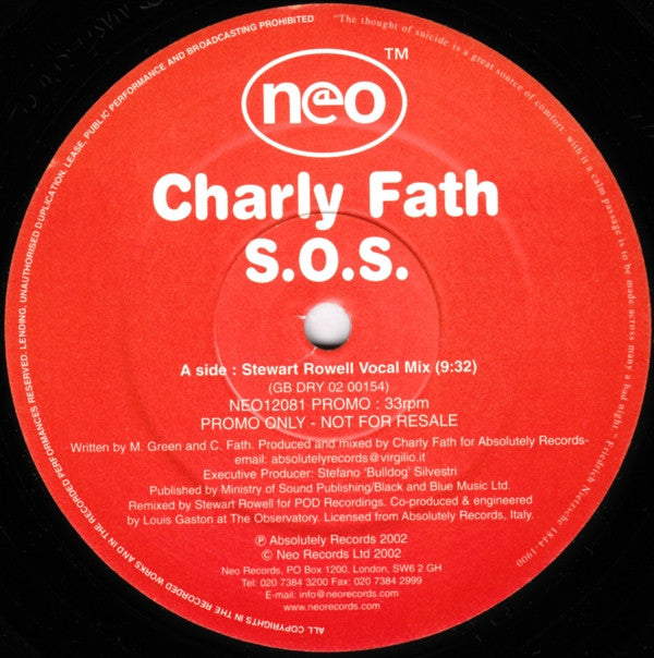 Carl Fath : S.O.S. (12", Promo)