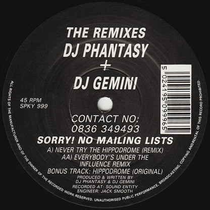 DJ Phantasy + DJ Gemini* : The Remixes (12")