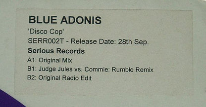 Blue Adonis : Disco Cop (12", Promo, W/Lbl)