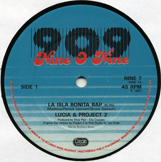 Lucia & Project 2 (3) : La Isla Bonita Rap (12")