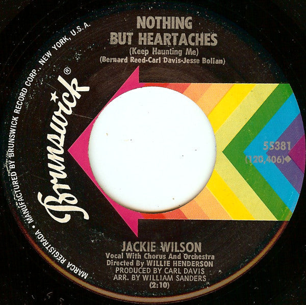 Jackie Wilson : I Get The Sweetest Feeling / Nothing But Heartaches (Keep Haunting Me) (7", Single, M/Print, Pin)