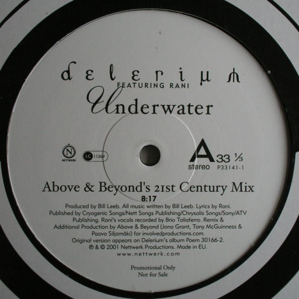Delerium Featuring Rani : Underwater (12", Promo)