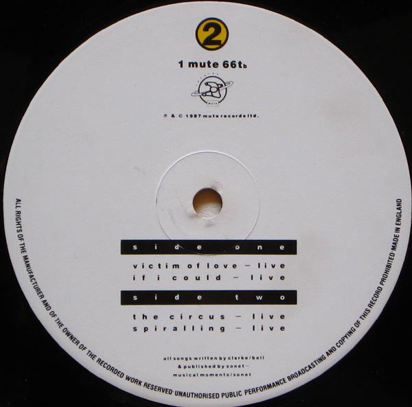 Erasure : The Circus (Live) (12", Single)