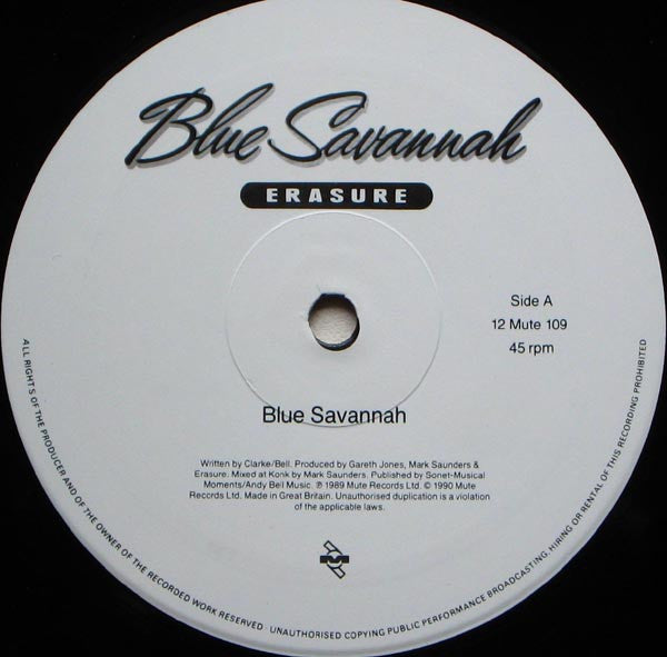 Erasure : Blue Savannah (12", Single)