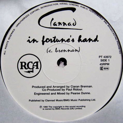 Clannad : In Fortune's Hand (12", Single, Glo)