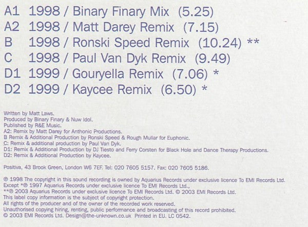 Binary Finary : 1998 / 1999 (2x12")