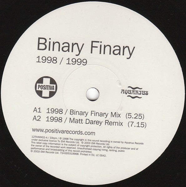 Binary Finary : 1998 / 1999 (2x12")