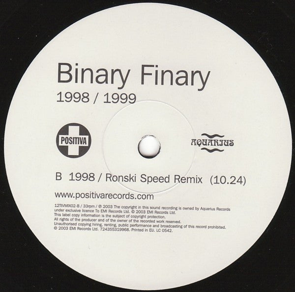 Binary Finary : 1998 / 1999 (2x12")
