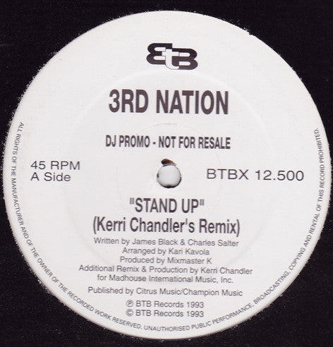 3rd Nation : Stand Up (Remix) (12", Promo)