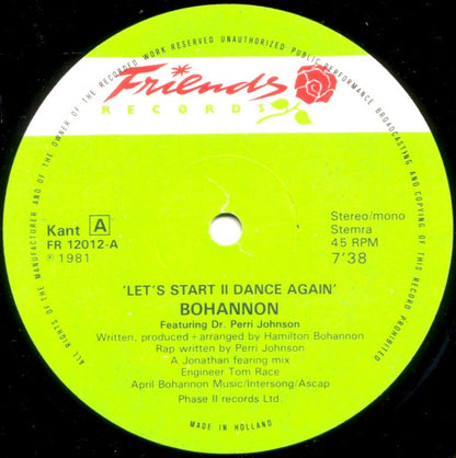 Bohannon* : Let's Start II Dance Again (12")