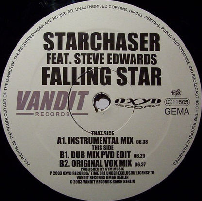 Starchaser Feat. Steve Edwards : Falling Star (12")