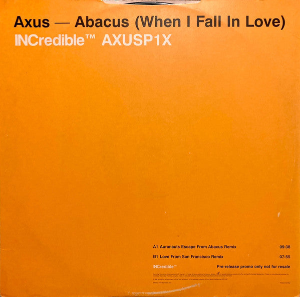 Axus* - Abacus : When I Fall In Love (12", Promo)