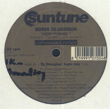 Boris Dlugosch : Keep Pushin' (Unreleased Mixes) (12")
