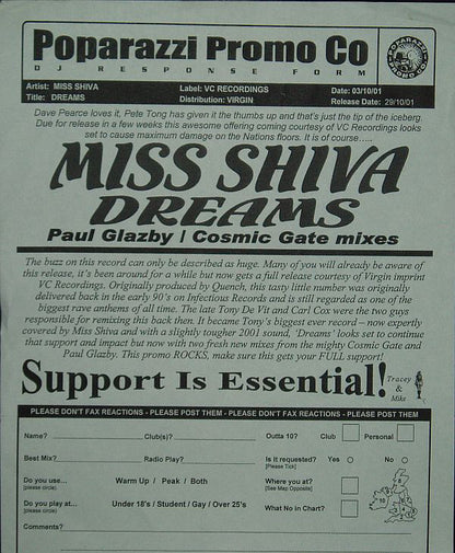 Miss Shiva : Dreams (12", Promo)