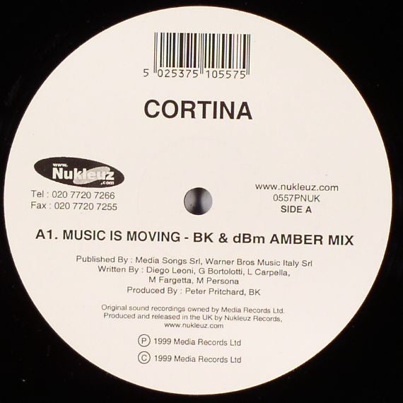 Cortina : Music Is Moving / Erection (Take It To The Top) (12")