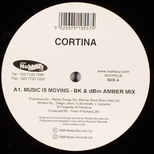 Cortina : Music Is Moving / Erection (Take It To The Top) (12")