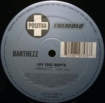 Barthezz : On The Move (12", Single)