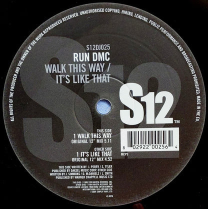 Run DMC* : Walk This Way / It's Like That (12", RE, RP)