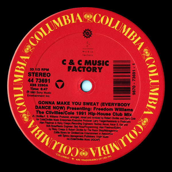 C & C Music Factory* Presenting Freedom Williams : Gonna Make You Sweat (Everybody Dance Now) (1991 Remix) (12")